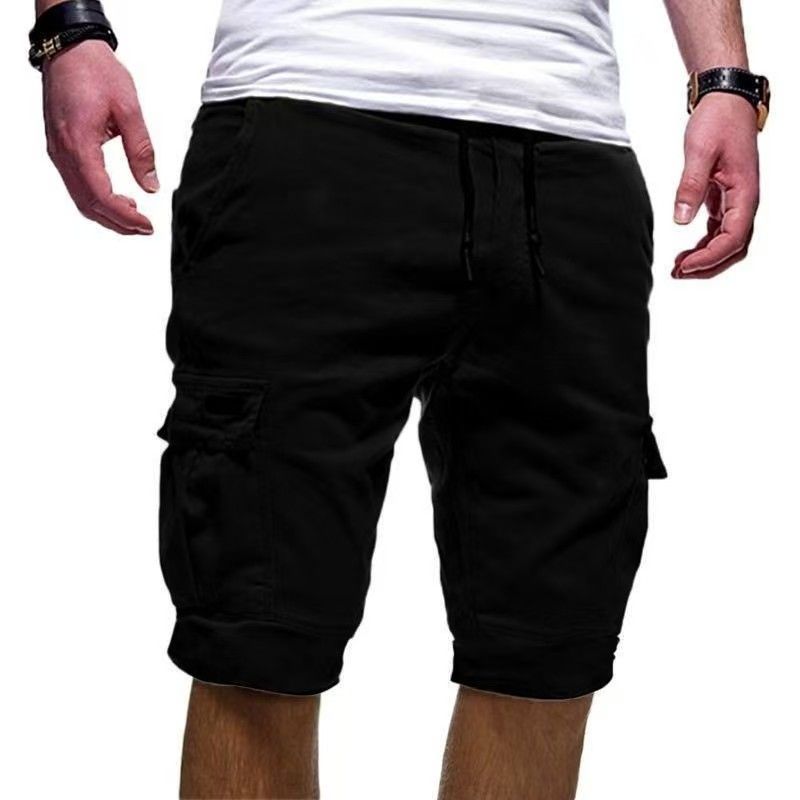 Men's Fashion Loose Casual Shorts Drawstring Elastic Waist Cargo Shorts Summer Beach Pants