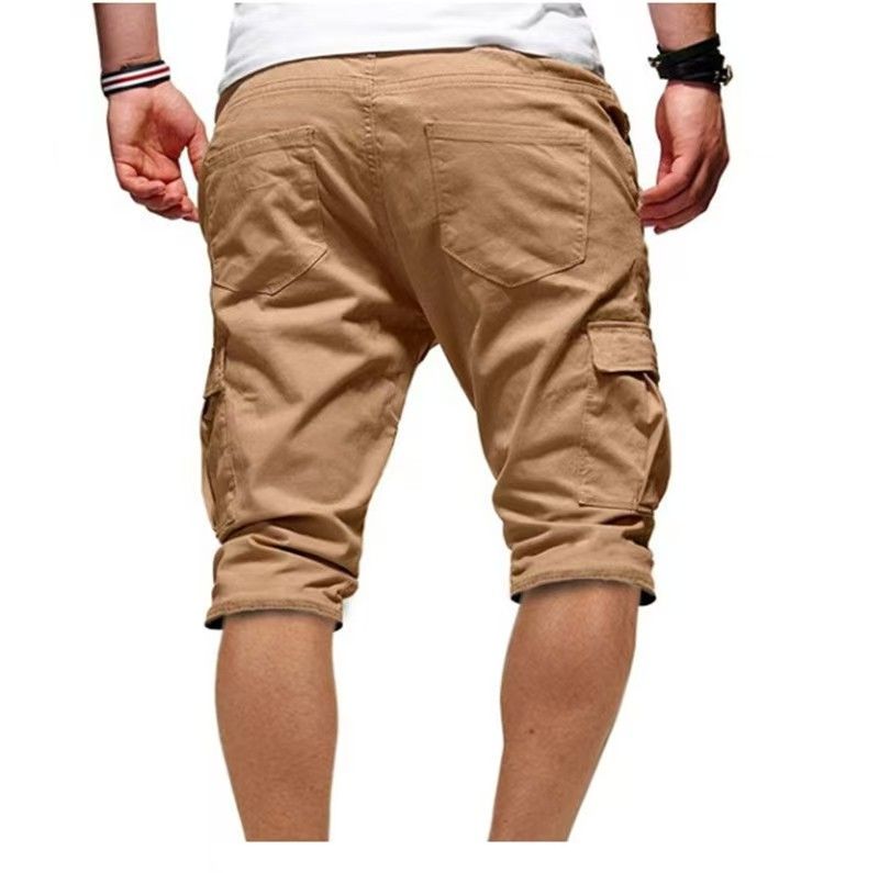 Men's Fashion Loose Casual Shorts Drawstring Elastic Waist Cargo Shorts Summer Beach Pants