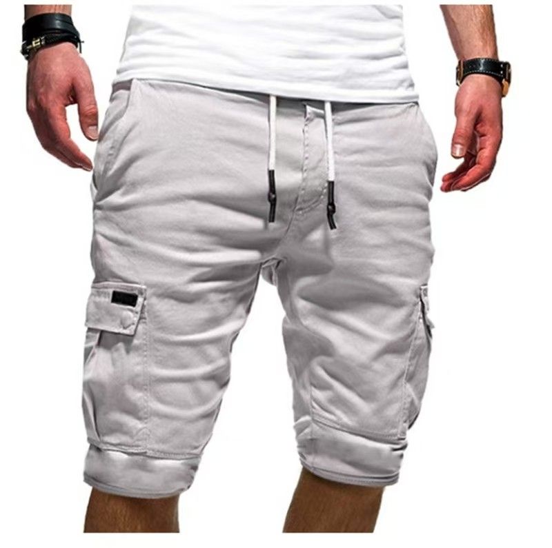 Men's Fashion Loose Casual Shorts Drawstring Elastic Waist Cargo Shorts Summer Beach Pants