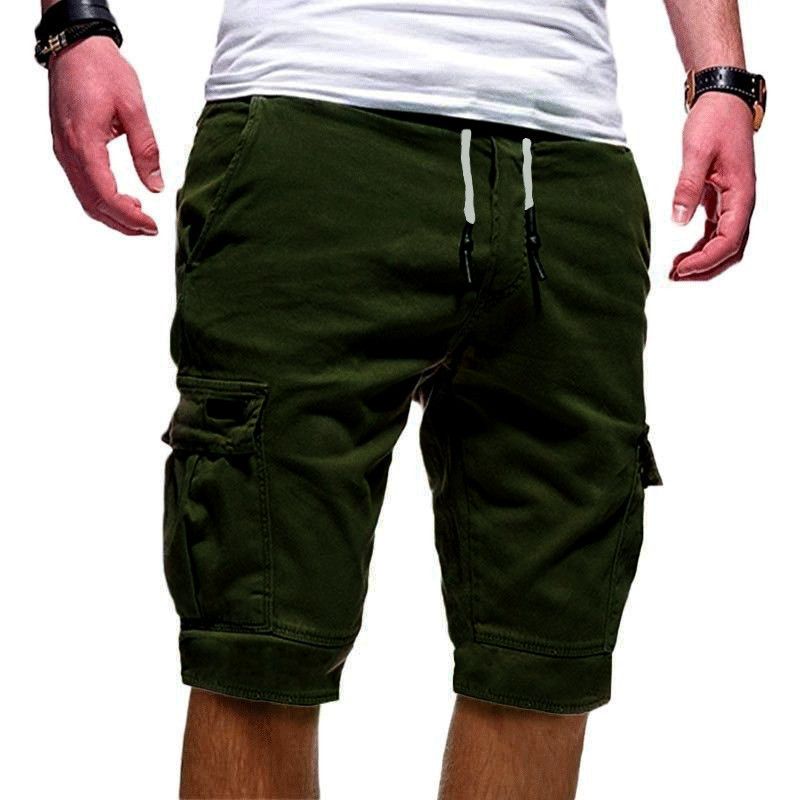 Men's Fashion Loose Casual Shorts Drawstring Elastic Waist Cargo Shorts Summer Beach Pants