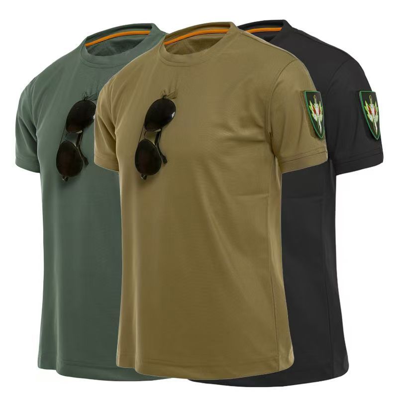 Outdoor Sport Men T-Shirts Hiking Tee Shirt Loose Cotton Quick Dry Short Sleeve Solid Breathable