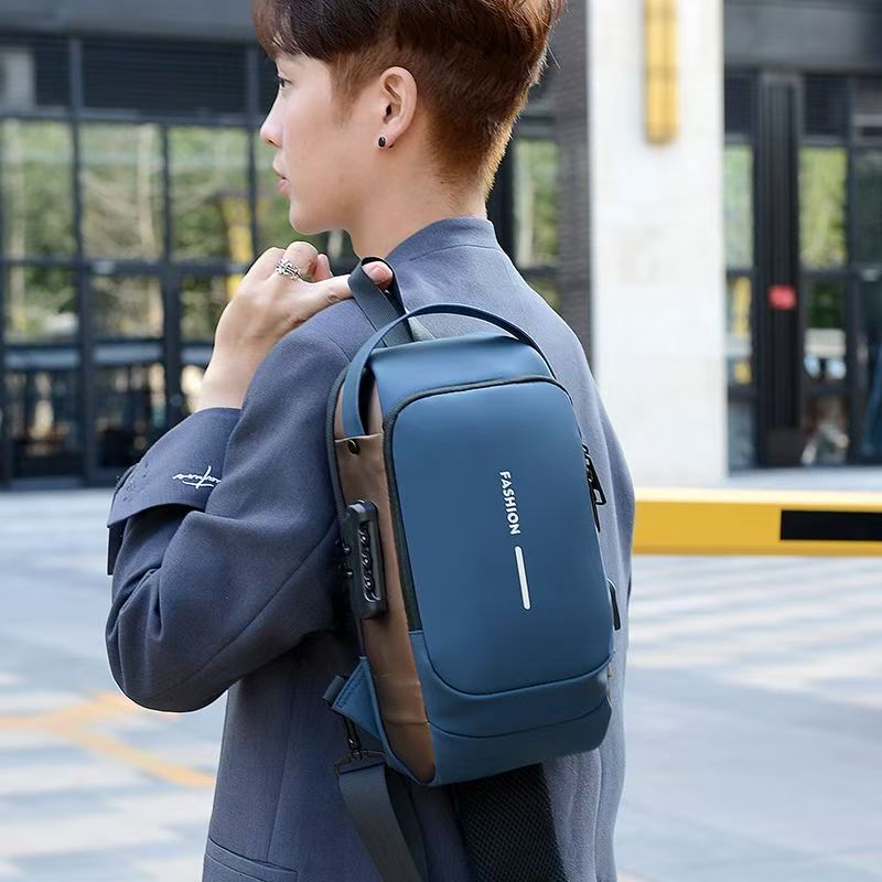 Men's Multifunction Anti-theft USB Shoulder Bag Man Crossbody Cross Body Travel Sling Chest Bags Pack Messenger Pack for Male
