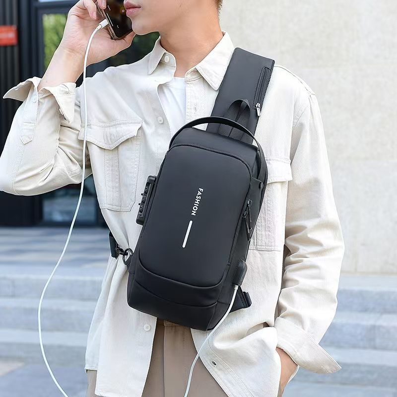 Men's Multifunction Anti-theft USB Shoulder Bag Man Crossbody Cross Body Travel Sling Chest Bags Pack Messenger Pack for Male