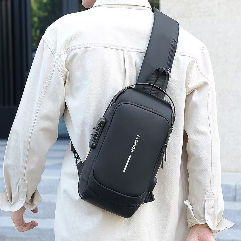 Men's Multifunction Anti-theft USB Shoulder Bag Man Crossbody Cross Body Travel Sling Chest Bags Pack Messenger Pack for Male