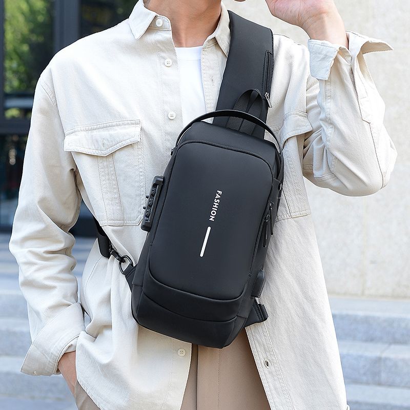 Men's Multifunction Anti-theft USB Shoulder Bag Man Crossbody Cross Body Travel Sling Chest Bags Pack Messenger Pack for Male