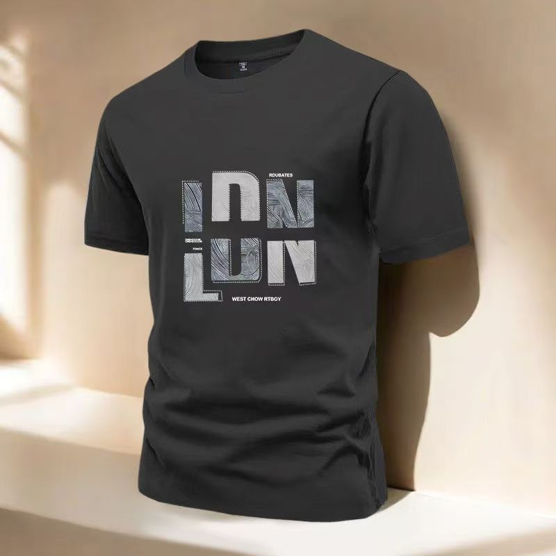 Men's short sleeved T-shirt new summer pure cotton teenage American high street fashion trend high-end men's T-shirt