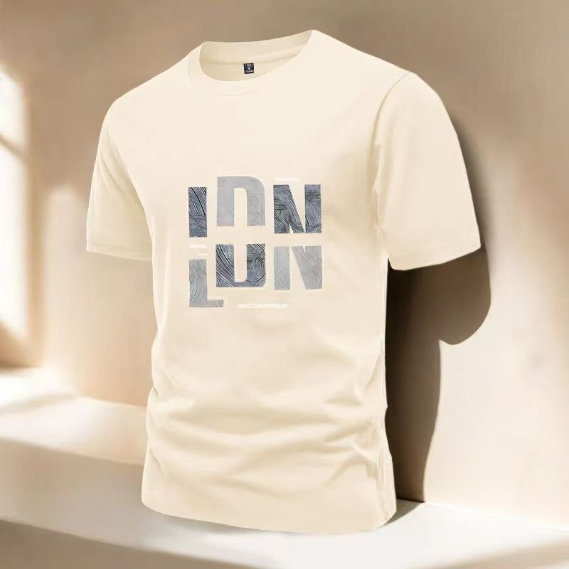 Men's short sleeved T-shirt new summer pure cotton teenage American high street fashion trend high-end men's T-shirt