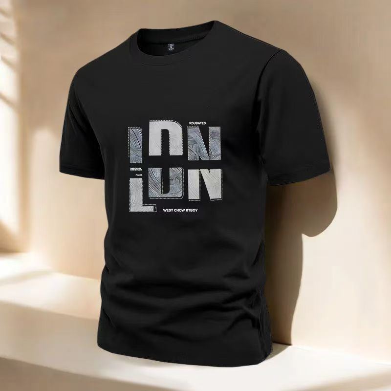 Men's short sleeved T-shirt new summer pure cotton teenage American high street fashion trend high-end men's T-shirt