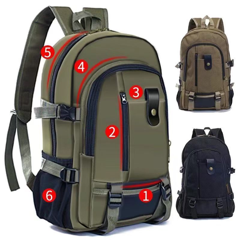 New Men's Backpack Retro Leisure Travel Backpack Canvas Retro Men's Backpack Multifunctional Bag