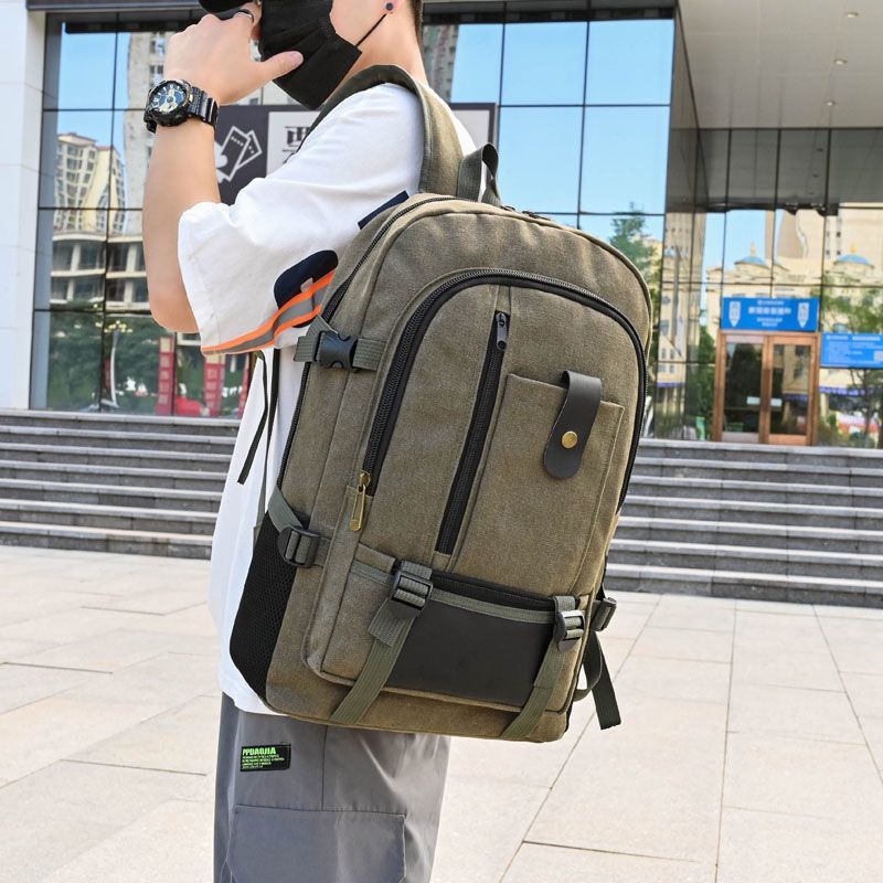 New Men's Backpack Retro Leisure Travel Backpack Canvas Retro Men's Backpack Multifunctional Bag