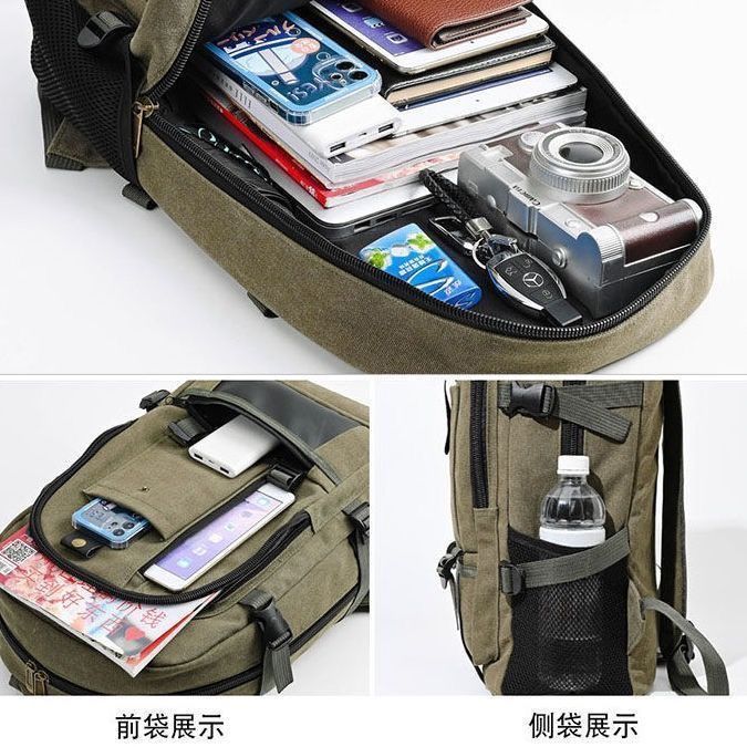 New Men's Backpack Retro Leisure Travel Backpack Canvas Retro Men's Backpack Multifunctional Bag