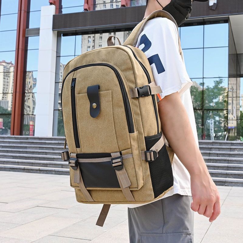 New Men's Backpack Retro Leisure Travel Backpack Canvas Retro Men's Backpack Multifunctional Bag