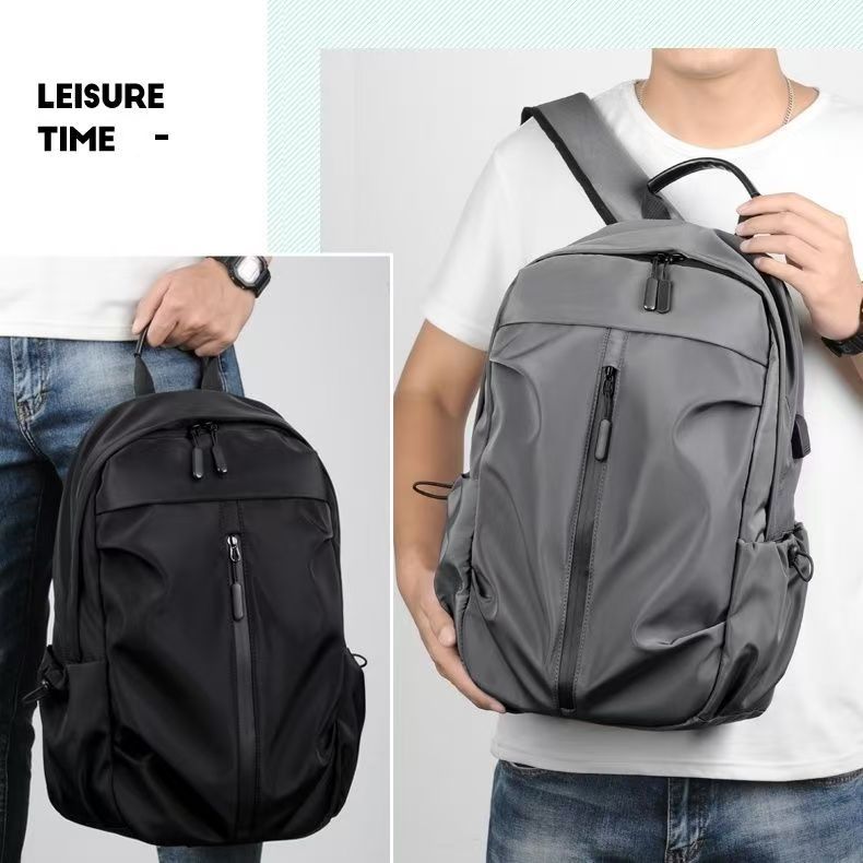 Men Backpack Black  New Nylon Waterproof Outdoor Teens Sports Bag Male USB Business Travel Package Youth School Backbag