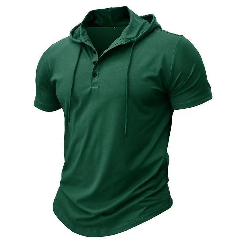 Men's T Shirt Summer Slim Fitness Hooded Short-Sleeved Tees Male Lightweight Hoodie Fitness Breathable Sports Tops