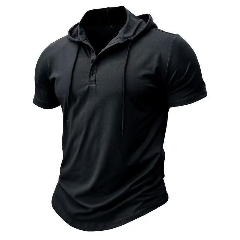 Men's T Shirt Summer Slim Fitness Hooded Short-Sleeved Tees Male Lightweight Hoodie Fitness Breathable Sports Tops