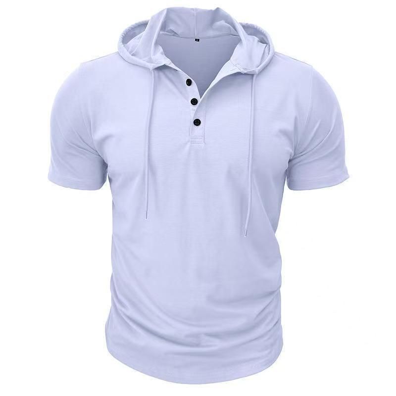 Men's T Shirt Summer Slim Fitness Hooded Short-Sleeved Tees Male Lightweight Hoodie Fitness Breathable Sports Tops