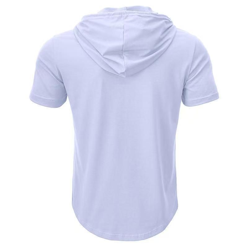 Men's T Shirt Summer Slim Fitness Hooded Short-Sleeved Tees Male Lightweight Hoodie Fitness Breathable Sports Tops