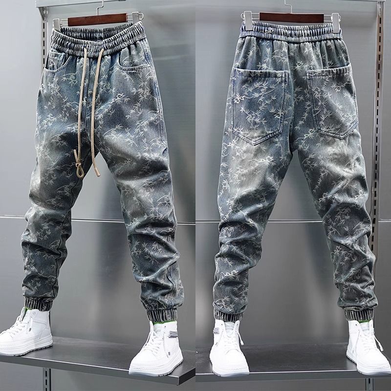Jeans Men Pants Casual Cotton Denim Trousers Multi Pocket Cargo Jeans Men New Fashion Denim Pencil Pants Side Pockets Cargo