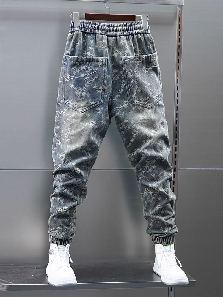 Jeans Men Pants Casual Cotton Denim Trousers Multi Pocket Cargo Jeans Men New Fashion Denim Pencil Pants Side Pockets Cargo