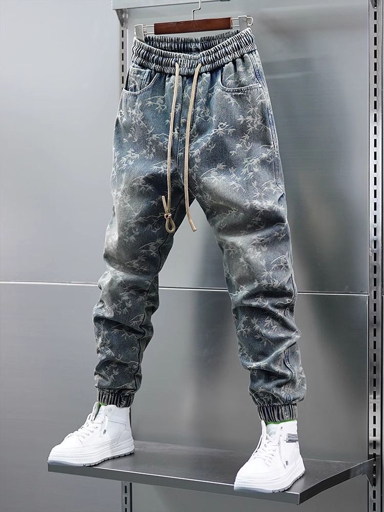 Jeans Men Pants Casual Cotton Denim Trousers Multi Pocket Cargo Jeans Men New Fashion Denim Pencil Pants Side Pockets Cargo