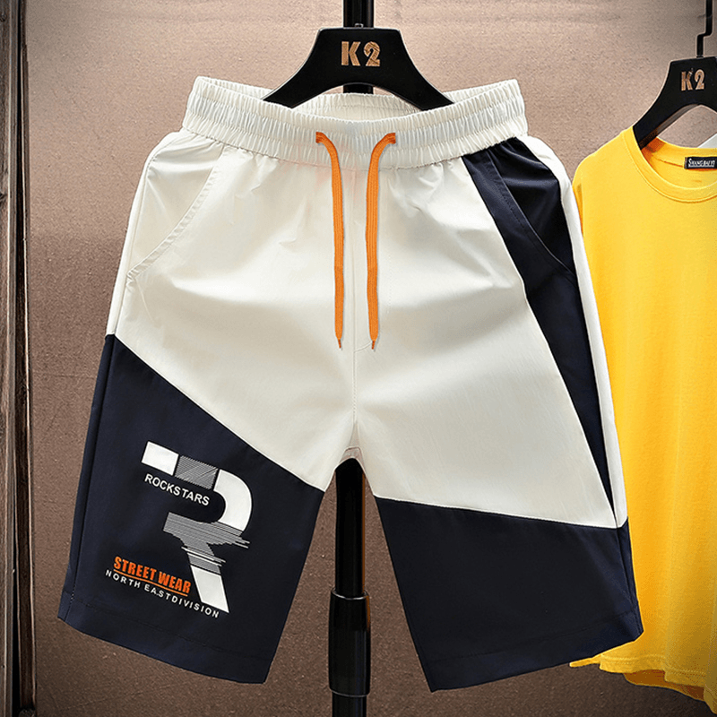 Summer pure cotton men's casual pants Korean version slim fit work pants trendy men's beach pants short pants mid pants