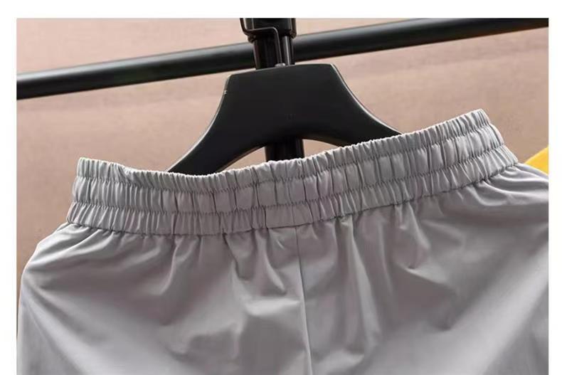 Summer pure cotton men's casual pants Korean version slim fit work pants trendy men's beach pants short pants mid pants