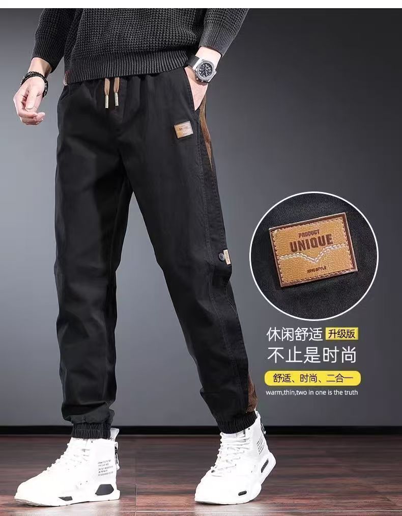 Men's overalls patchwork work pants new style  loose fitting legs men's elastic waisted casual pants sports and wear-resistant Harun pants