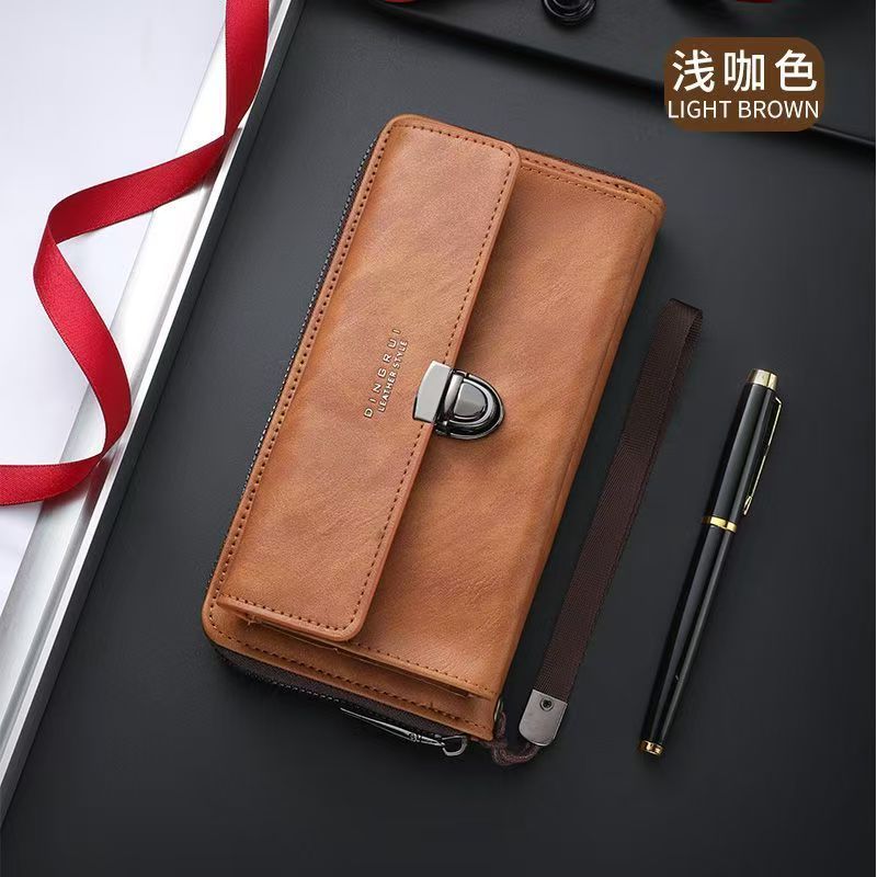 Hot selling men's wallet with fashionable zipper long wallet with multiple card slots casual large capacity mobile wallet multifunctional hand-held bag
