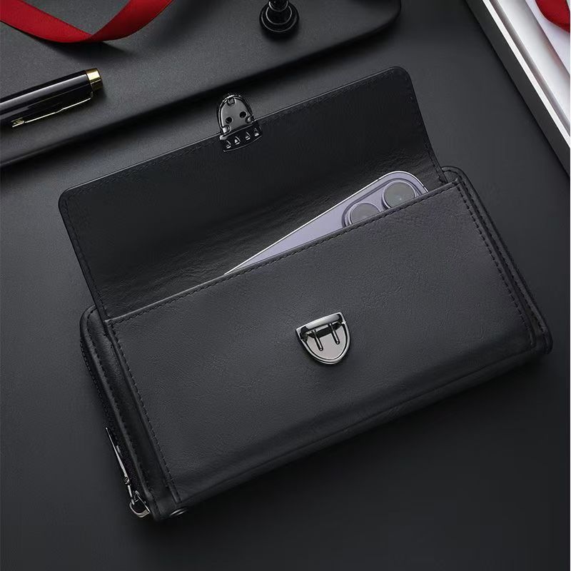 Hot selling men's wallet with fashionable zipper long wallet with multiple card slots casual large capacity mobile wallet multifunctional hand-held bag