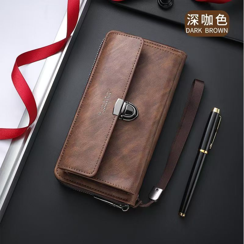 Hot selling men's wallet with fashionable zipper long wallet with multiple card slots casual large capacity mobile wallet multifunctional hand-held bag