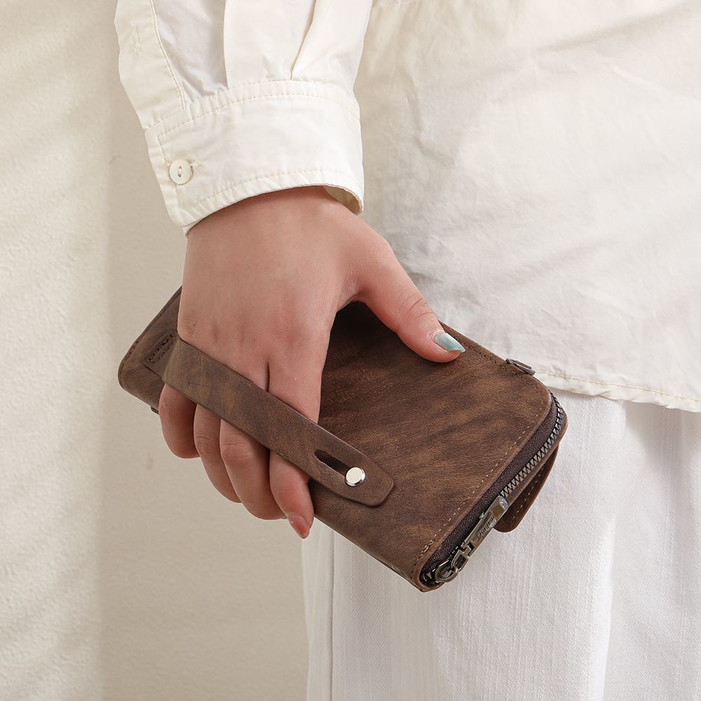 Hot selling men's wallet with fashionable zipper long wallet with multiple card slots casual large capacity mobile wallet multifunctional hand-held bag