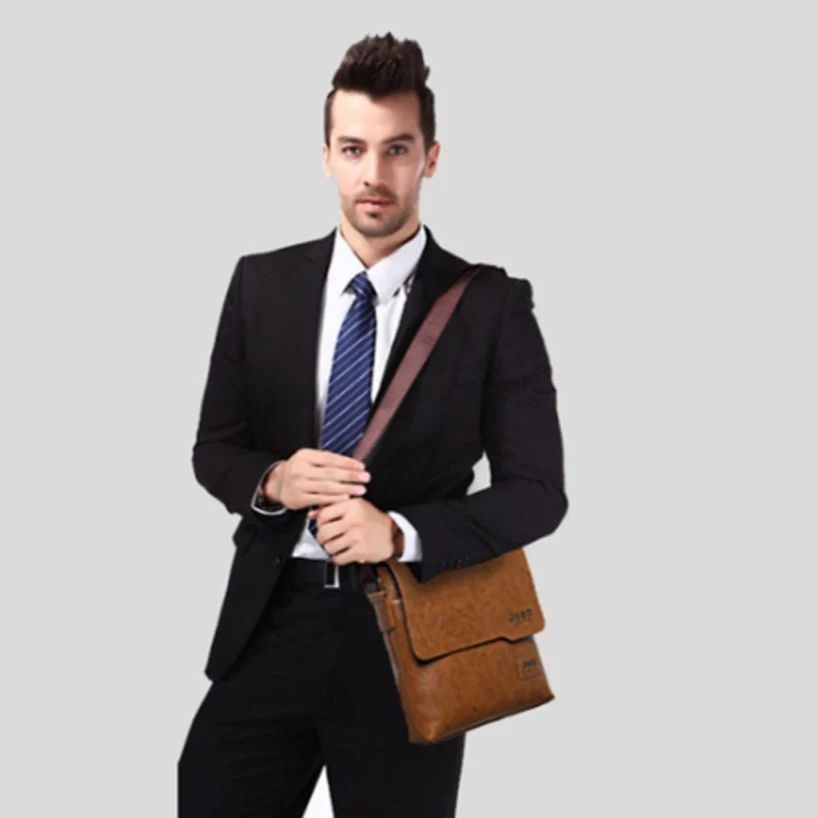 （2-piece set）Men Tote Bags Set JEEP BULUO Famous Brand New Fashion Man Leather Messenger Bag Male Cross Body Shoulder Business Bags For Men