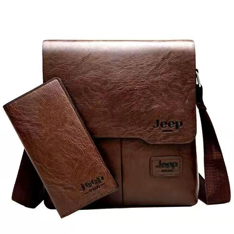 （2-piece set）Men Tote Bags Set JEEP BULUO Famous Brand New Fashion Man Leather Messenger Bag Male Cross Body Shoulder Business Bags For Men