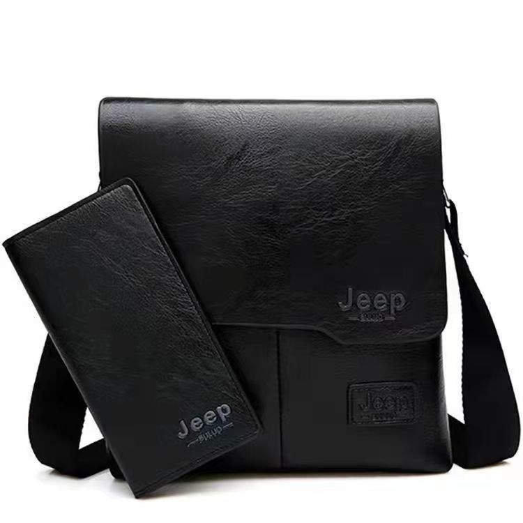 （2-piece set）Men Tote Bags Set JEEP BULUO Famous Brand New Fashion Man Leather Messenger Bag Male Cross Body Shoulder Business Bags For Men