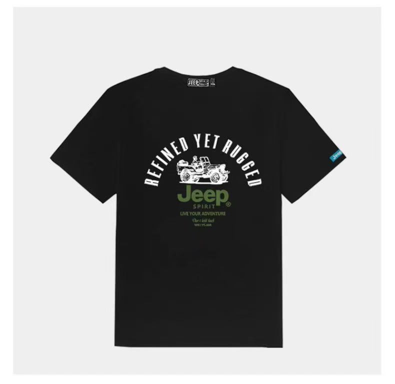 JEEP men's pure cotton T-shirt new summer T-shirt round neck simple printed short sleeved casual pullover