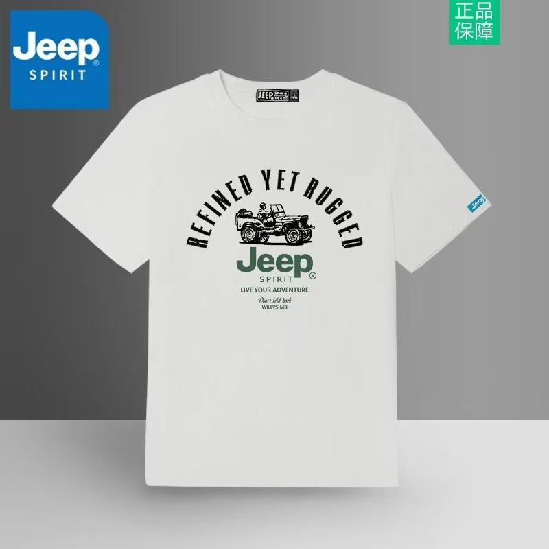 JEEP men's pure cotton T-shirt new summer T-shirt round neck simple printed short sleeved casual pullover