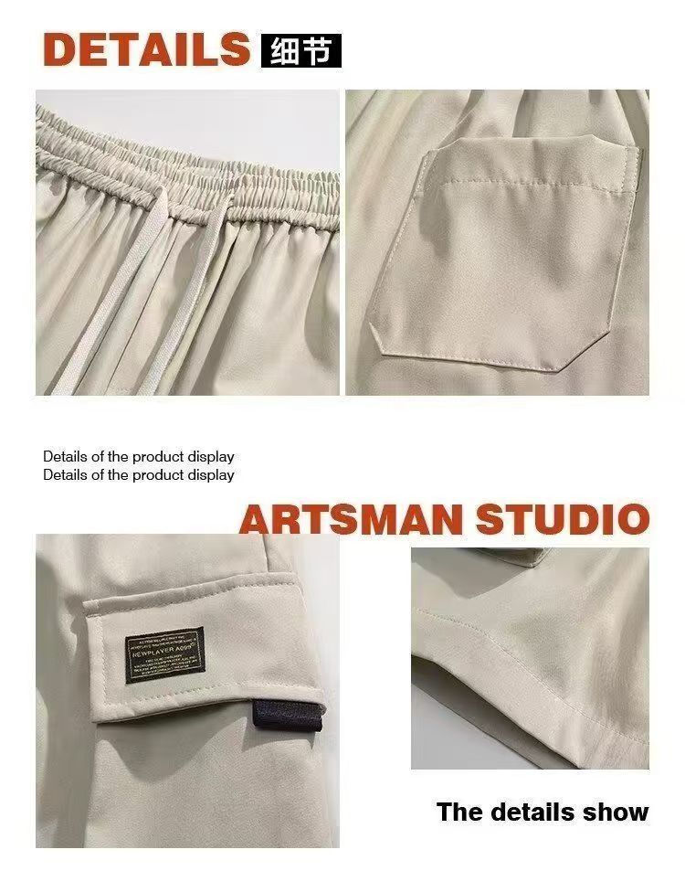 Men's Summer Cargo Shorts, Thin & Breathable, Loose Fit Sports Shorts, American Style Casual Streetwear, Fashion Outdoor Five-Point Pants