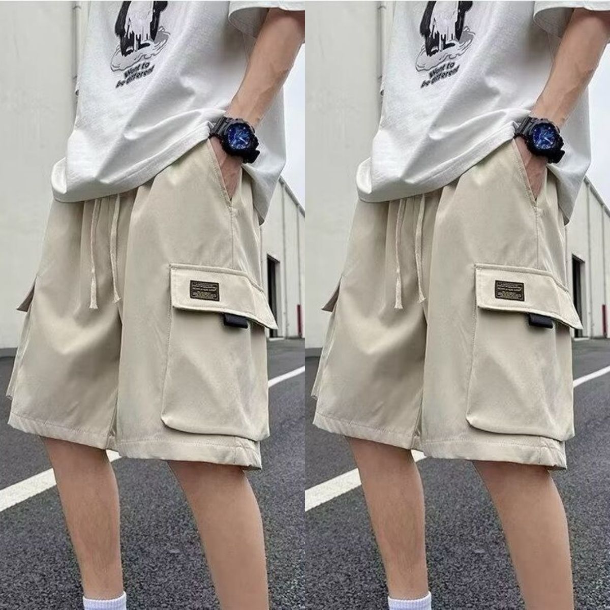 Men's Summer Cargo Shorts, Thin & Breathable, Loose Fit Sports Shorts, American Style Casual Streetwear, Fashion Outdoor Five-Point Pants