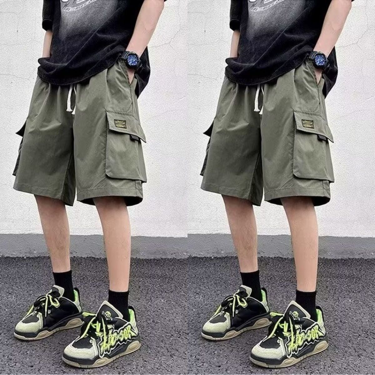 Men's Summer Cargo Shorts, Thin & Breathable, Loose Fit Sports Shorts, American Style Casual Streetwear, Fashion Outdoor Five-Point Pants