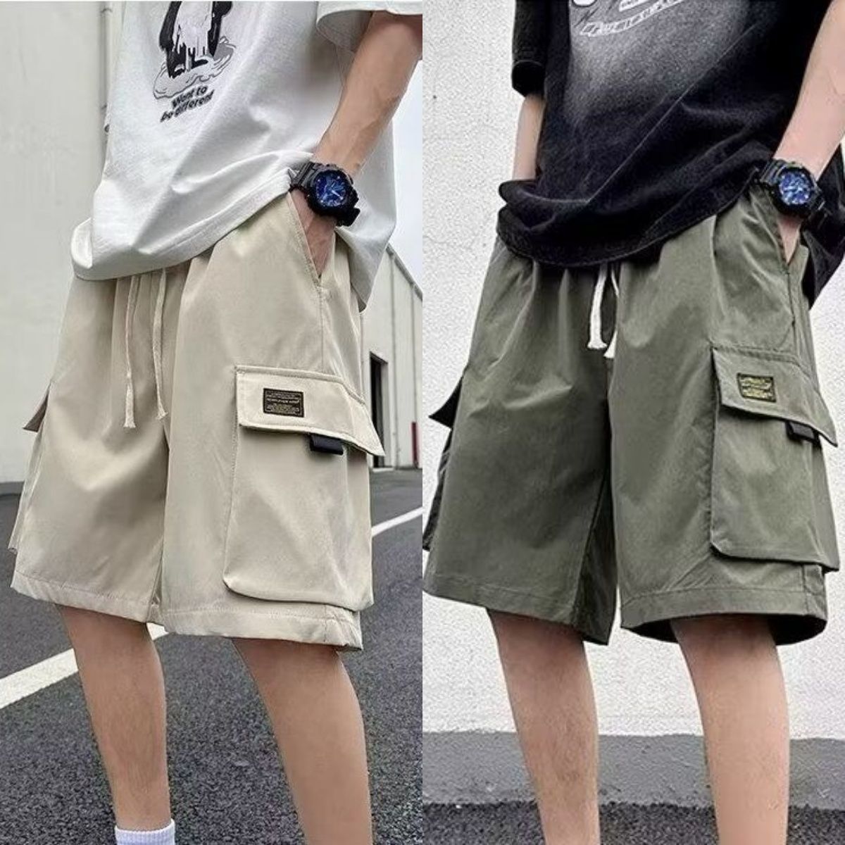 Men's Summer Cargo Shorts, Thin & Breathable, Loose Fit Sports Shorts, American Style Casual Streetwear, Fashion Outdoor Five-Point Pants