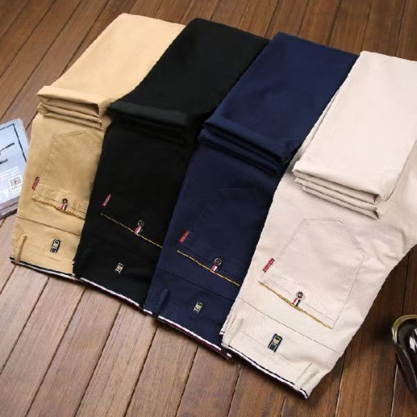 Fashion New Men's Slim Boutique Tight Fitting Pleated Thread Closing Beam Casual Trousers Pencil Pants