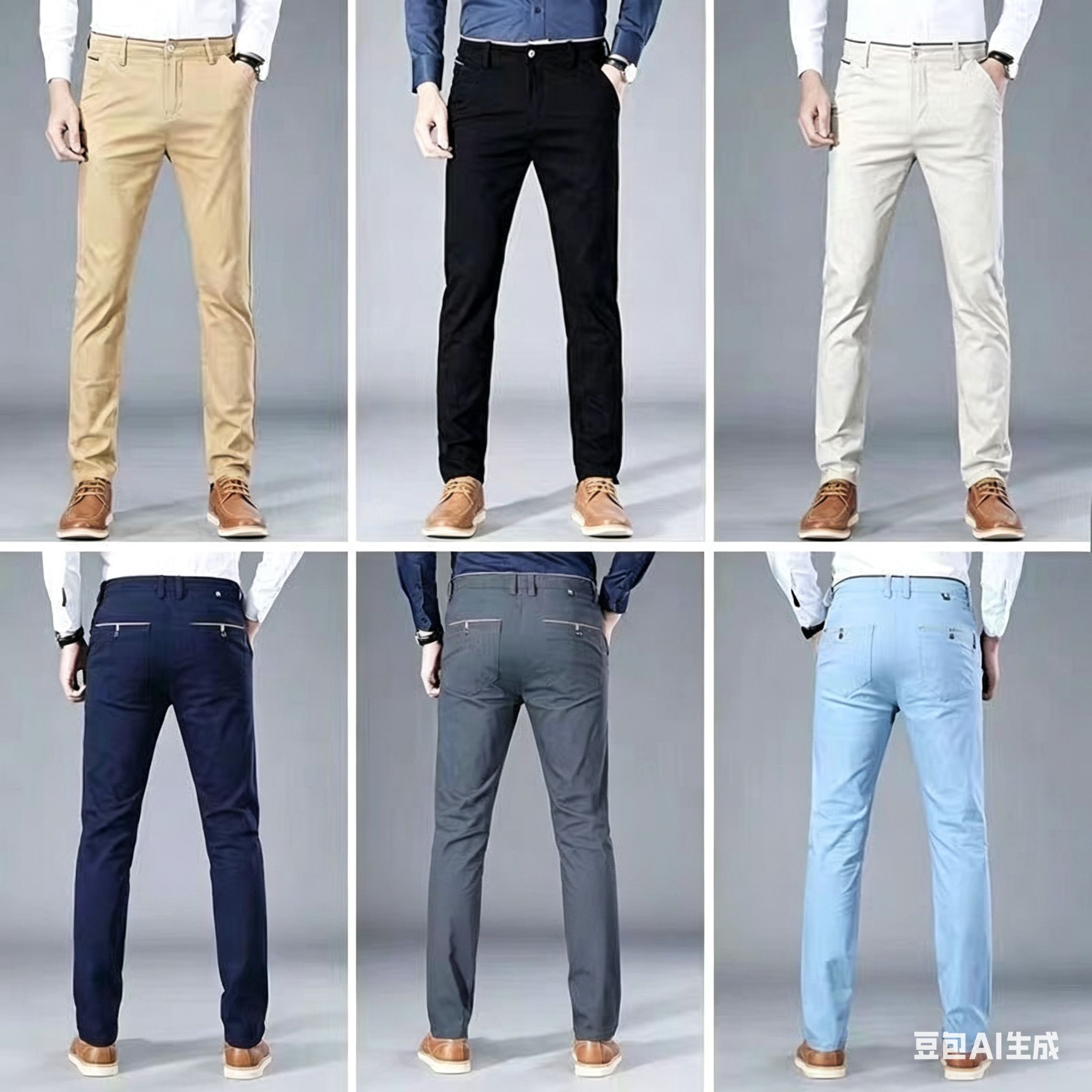 Fashion New Men's Slim Boutique Tight Fitting Pleated Thread Closing Beam Casual Trousers Pencil Pants