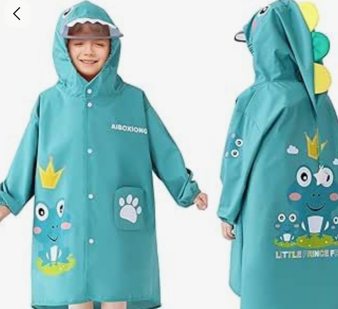 Kids Waterproof Rain Coat with Hood – Lightweight Cartoon Rain Jacket for Boys & Girls