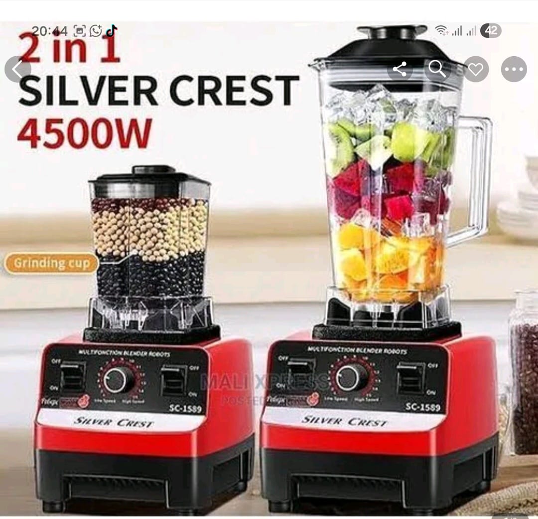 Silver Crest 2-in-1 Heavy Duty Blender 4500W – High Speed Smoothie & Grinder Blender with 2L Jar