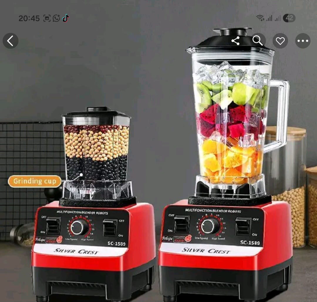 Silver Crest 2-in-1 Heavy Duty Blender 4500W – High Speed Smoothie & Grinder Blender with 2L Jar