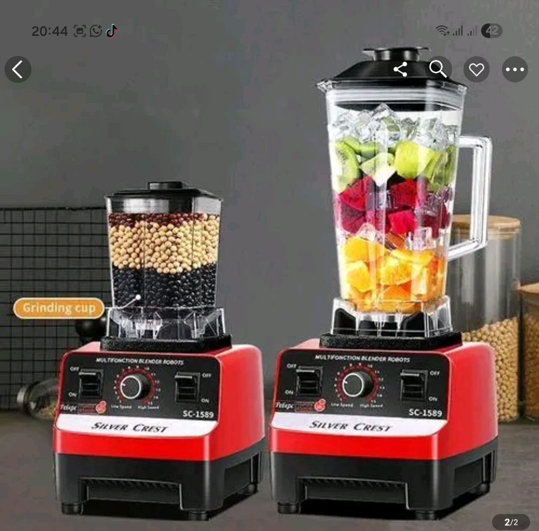 Silver Crest 2-in-1 Heavy Duty Blender 4500W – High Speed Smoothie & Grinder Blender with 2L Jar