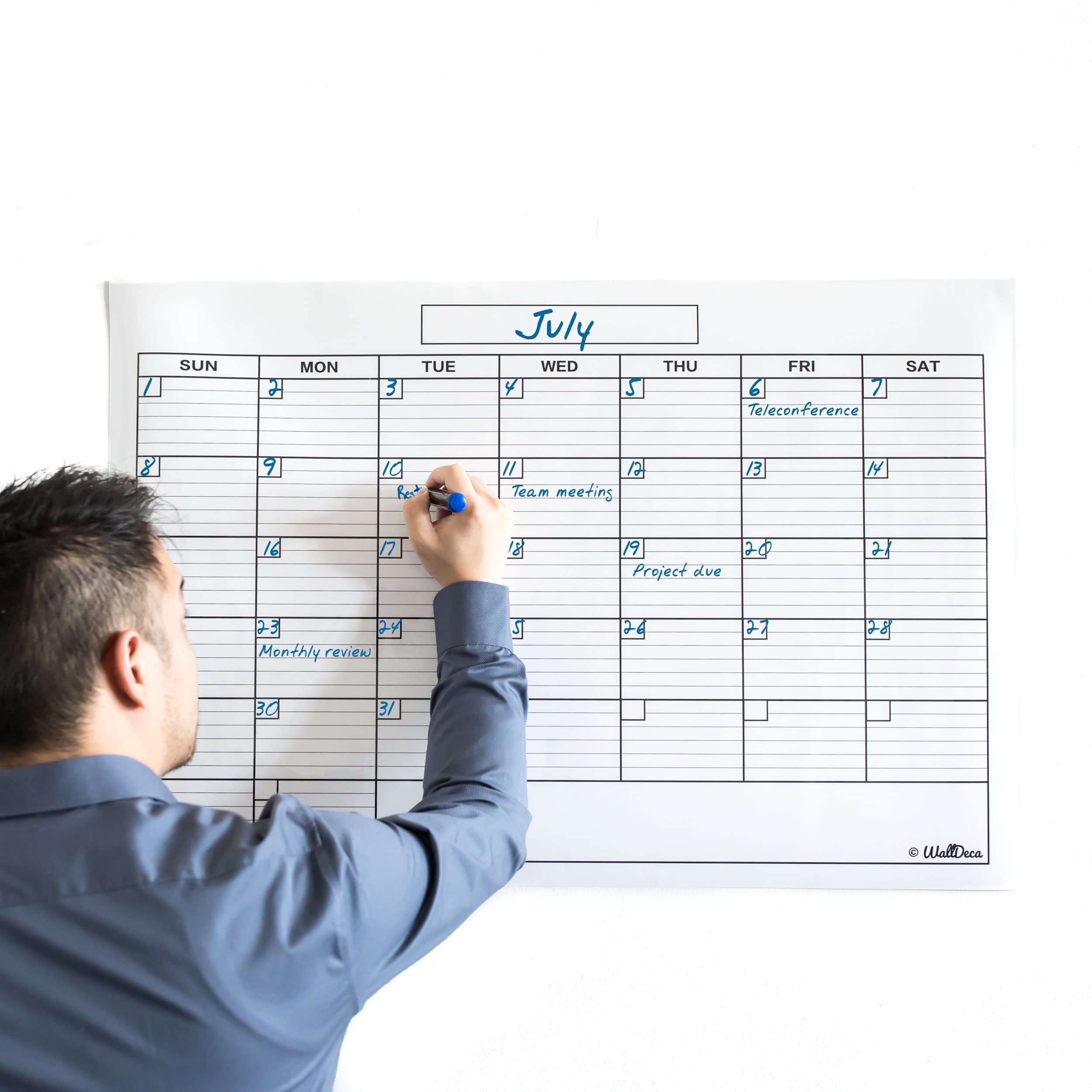 Reusable Monthly Planner Calendar with 6 Color Marker Pens