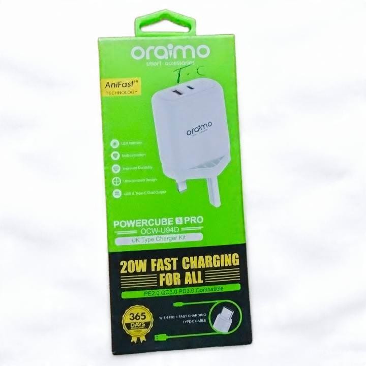 20W Fast Charging Charger Kit With Type-C Cable