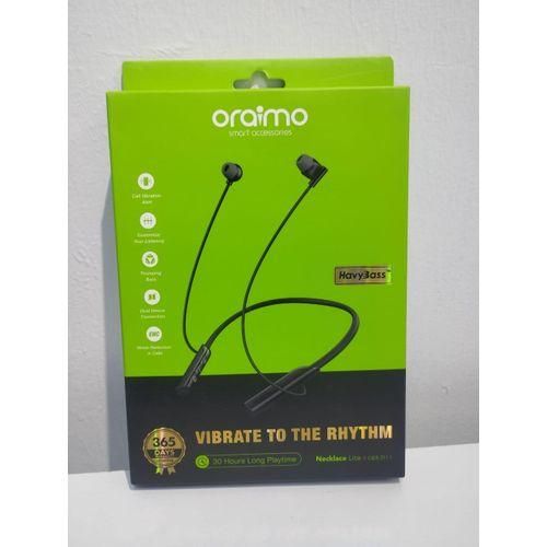 Oraimo Necklace Lite Call Vibration Wireless Bluetooth Dual device connectivity 30H Long Playtime Headphones - Black