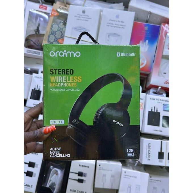 Oraimo OR-510 Bluetooth over-ear Stereo Wireless Headphones Headset - 20H Playtime, 200H Standby time, foldable, active noise cancelling, with mic for Calls - Black